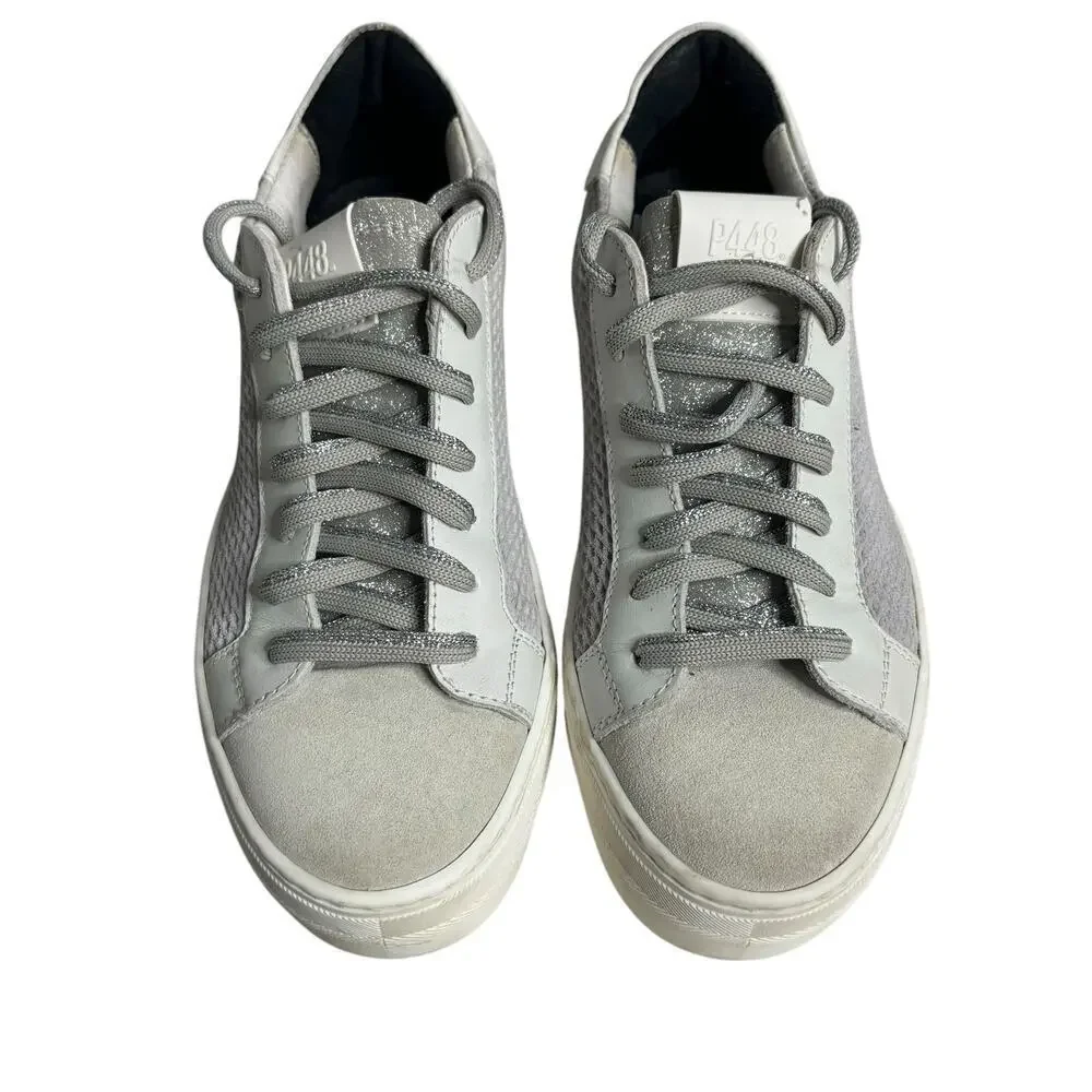 P448 Thea Low Top Sneakers Stardust Silver Multi Size 8